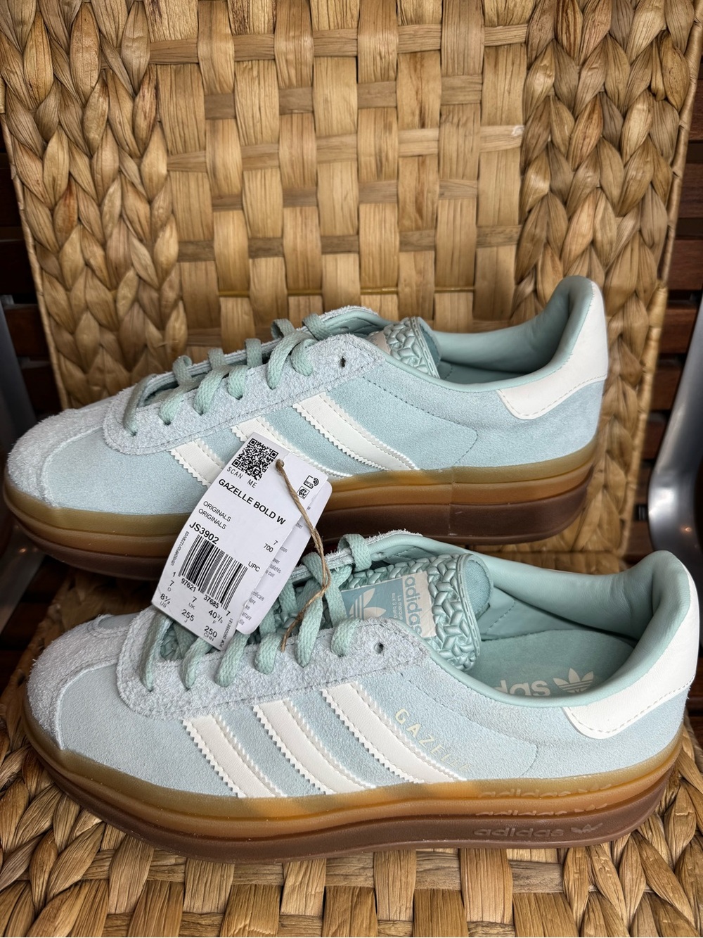 Adidas Gazelle Platform Sneakers - Mint Green with White accents and Gum Sole - Picture 10 of 10